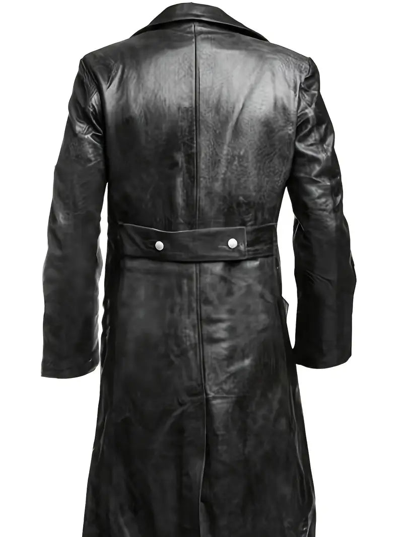 Trenchcoat herren pu-leder mit knopfleist