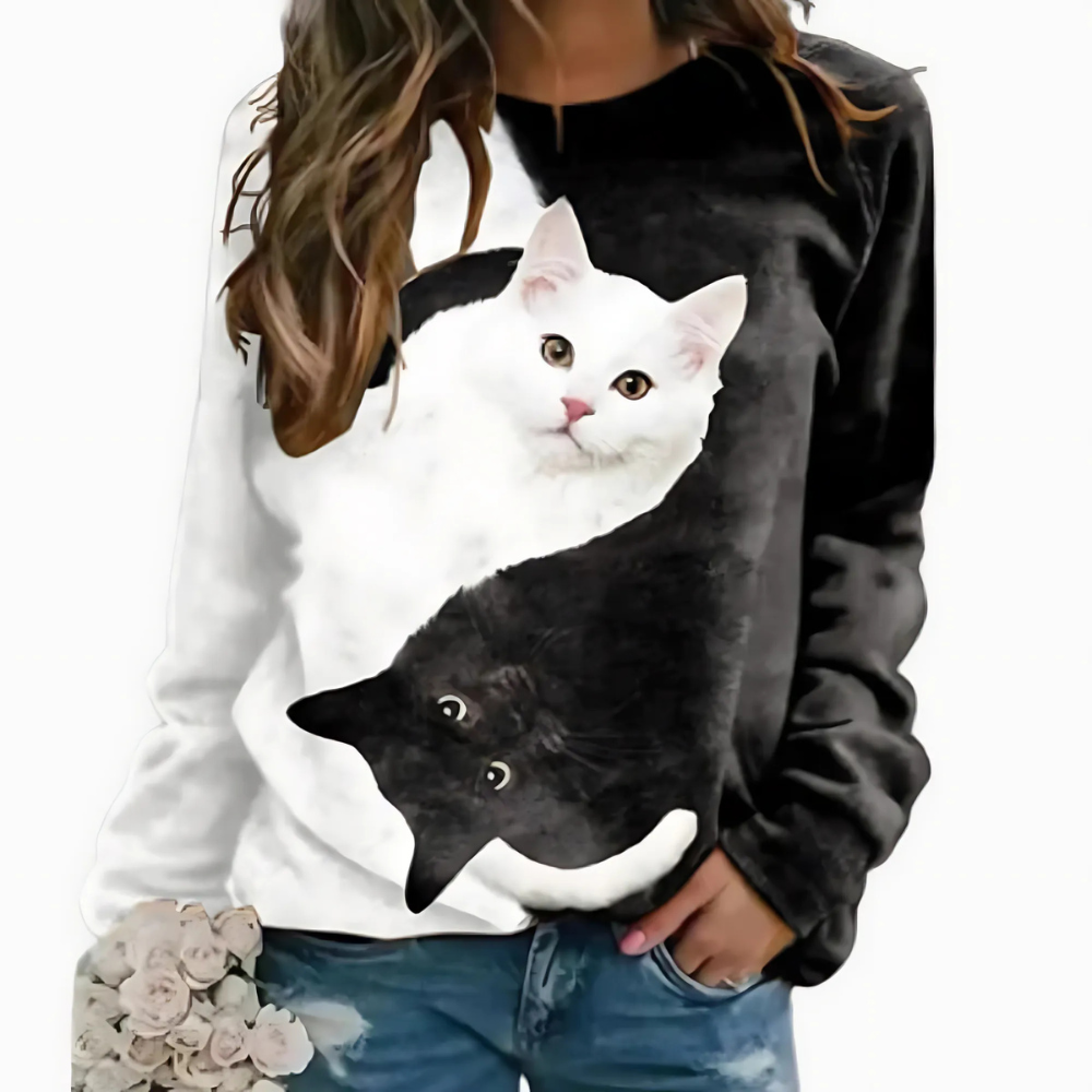 Liebenswerte katze langarmshirt für damen