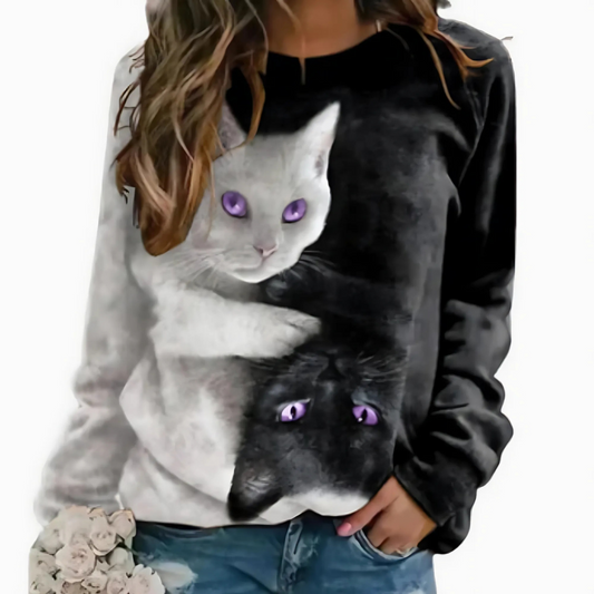 Liebenswerte katze langarmshirt für damen