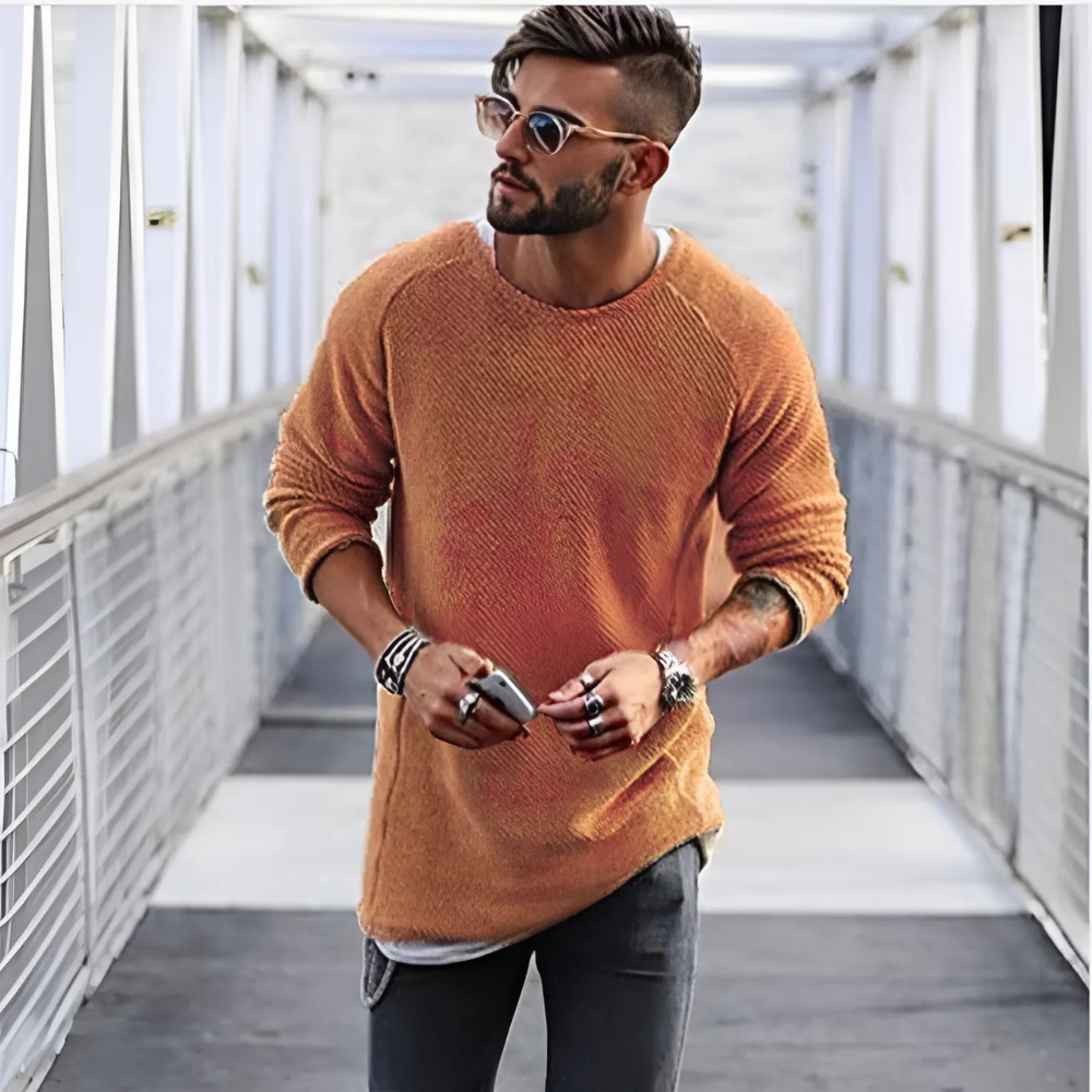 Bequeme modischer langer strickpullover für herren