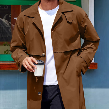 Trenchcoat herren mittellang mit taschen und gürtelschnalle