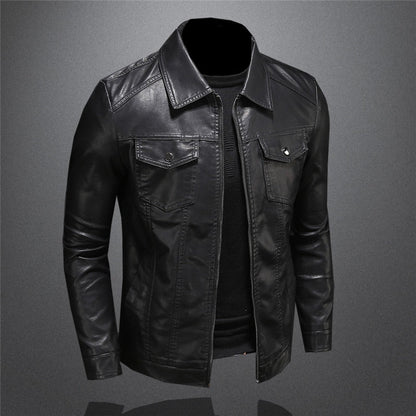 Elegante herren-lederjacke mit klassischem design