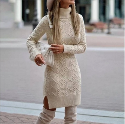 Gemütliches winterstrickkleid für damen