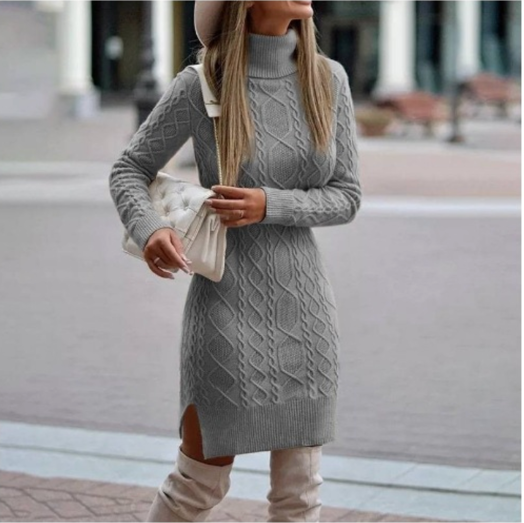 Gemütliches winterstrickkleid für damen