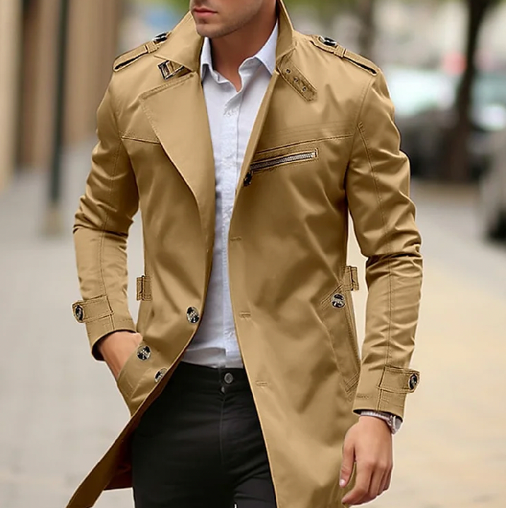 Trenchcoat herren klassisch slim-fit für frühling