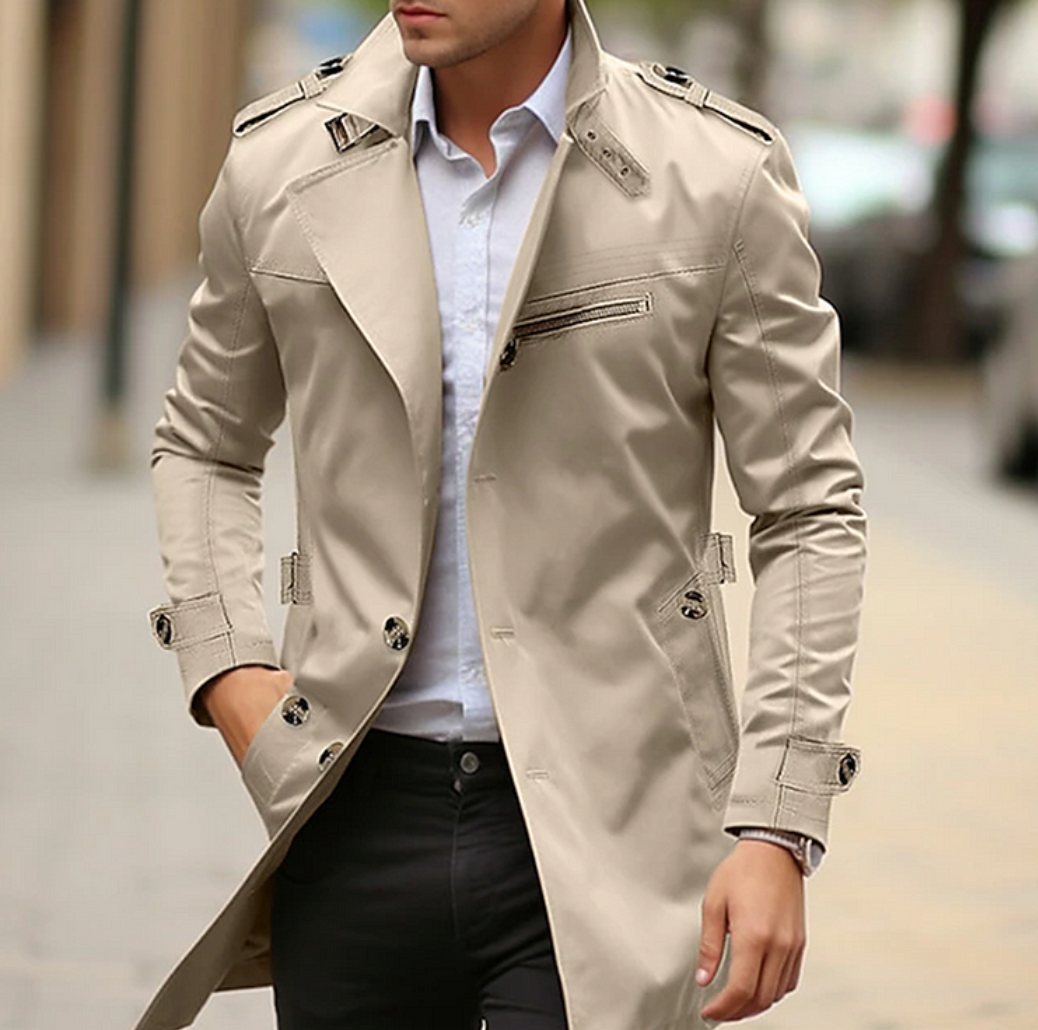 Trenchcoat herren klassisch slim-fit für frühling