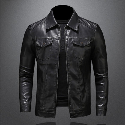 Elegante herren-lederjacke mit klassischem design