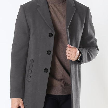 Mittellanger herren-trenchcoat aus gewebtem polyester