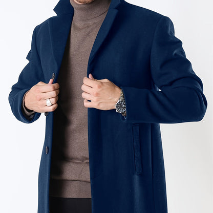 Mittellanger herren-trenchcoat aus gewebtem polyester