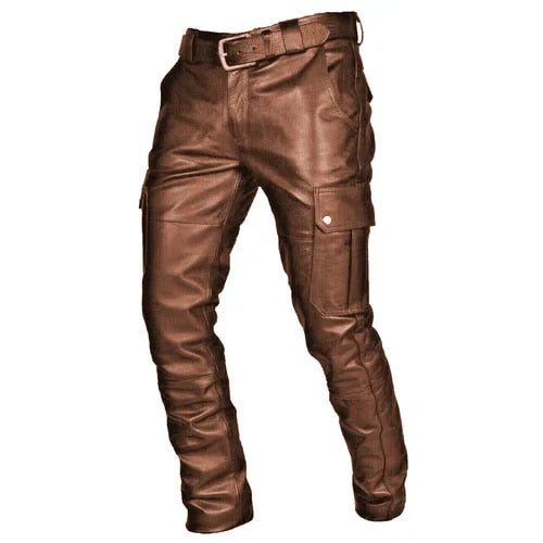 Herren lederhose mit cargotaschen für motorradfahrer