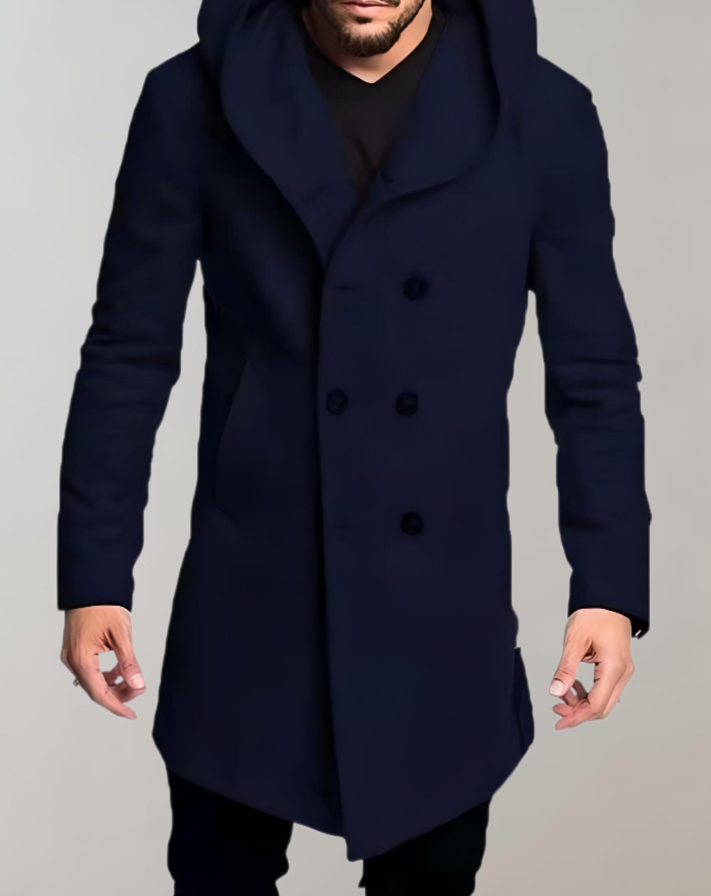 Trenchcoat herren slim-fit mit knopfleiste und kapuze