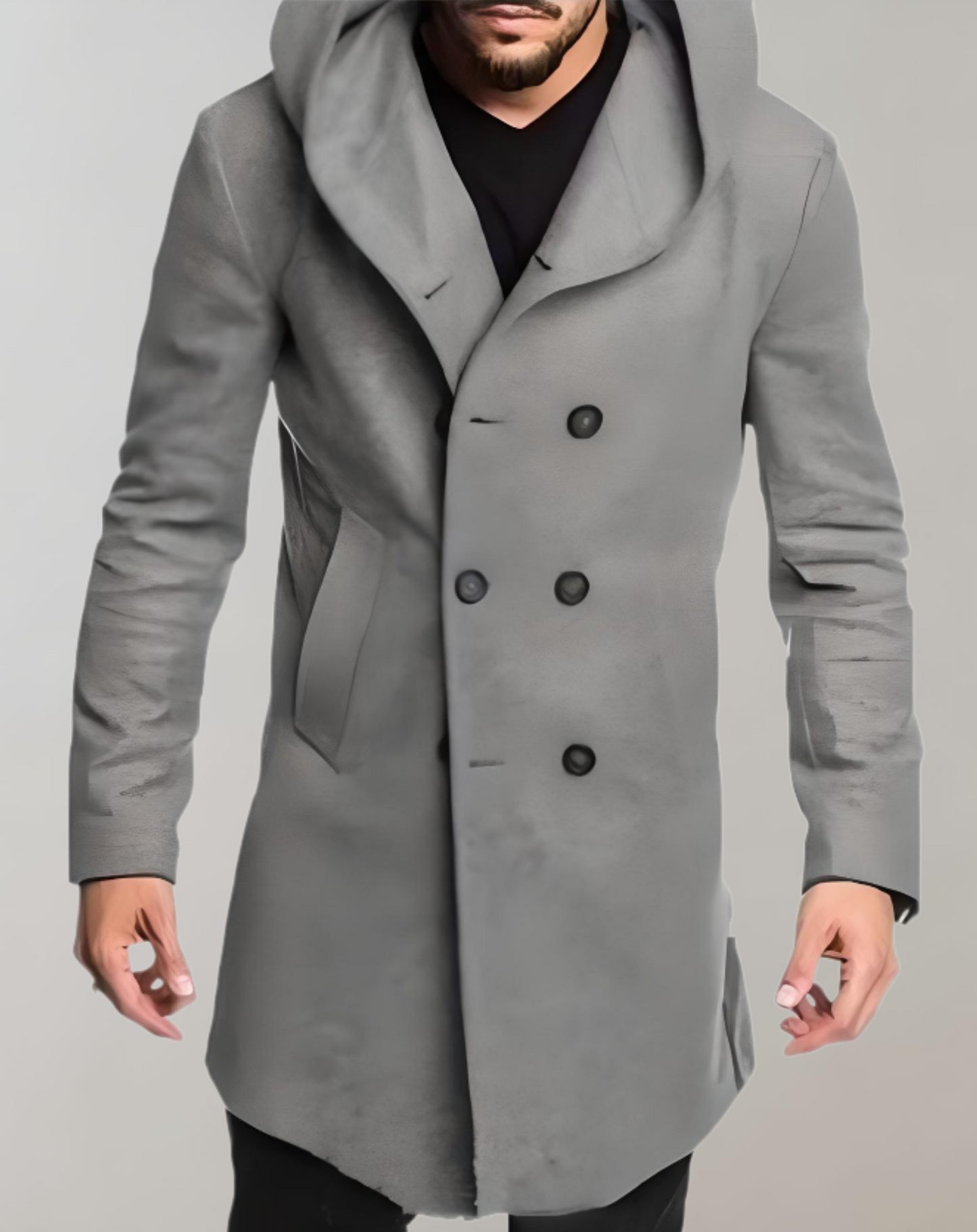 Trenchcoat herren slim-fit mit knopfleiste und kapuze