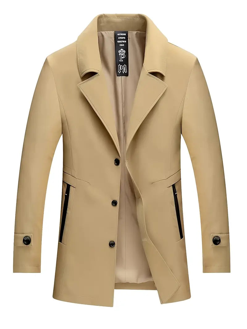 Trenchcoat herren mittellang mit knopfleiste und polyester