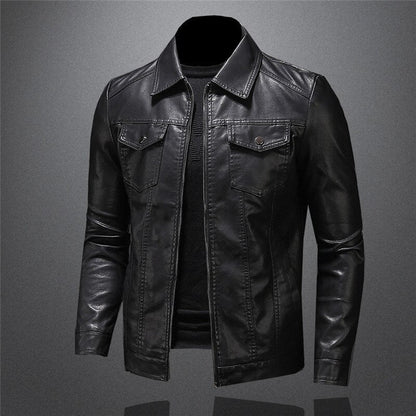 Elegante herren-lederjacke mit klassischem design